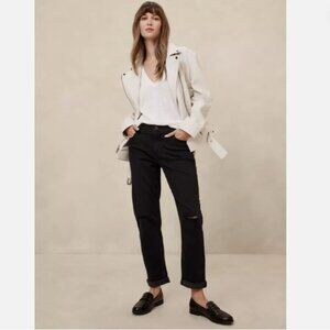 Banana Republic Mid Rise Girlfriend Ankle Jeans Black Wash Size 26/2 RT$80 NWT